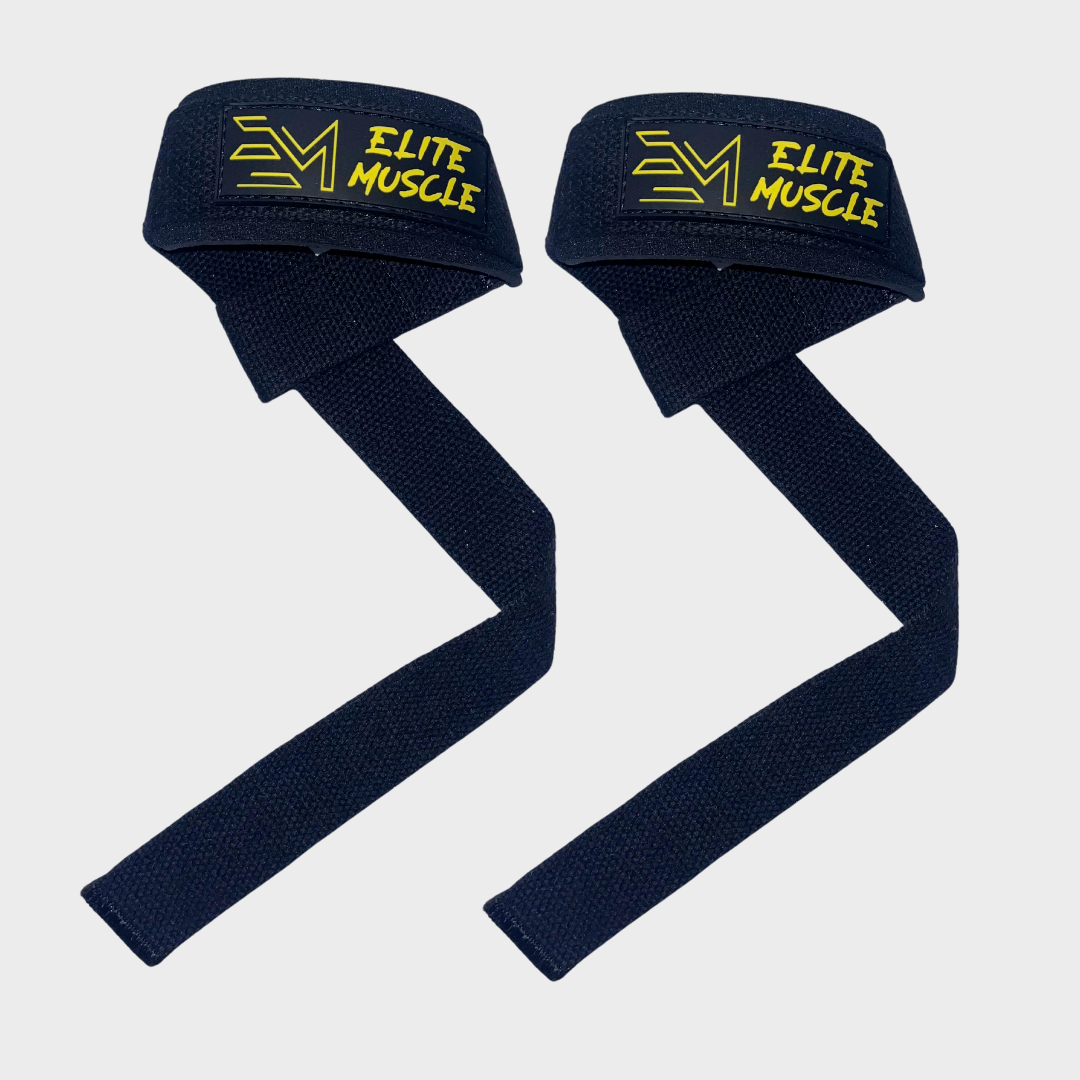 Lifting Straps Black & Yellow Padded Weight Lifting Straps | Elite Muscle