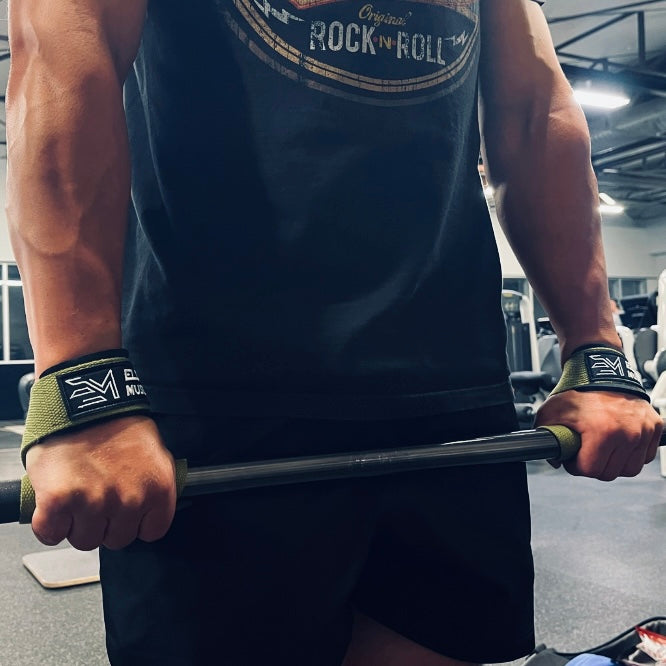 Lifting Straps Padded Khaki Green Weight Lifting Straps | Elite Muscle