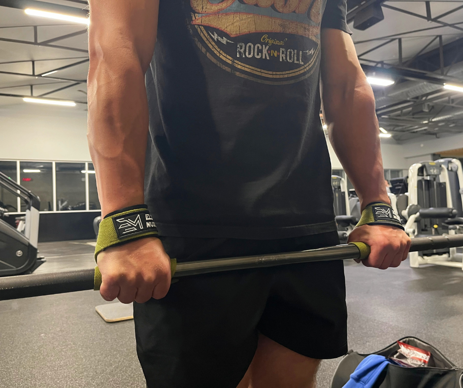 ELITE MUSCLE KHAKI GREEN PADDED LIFTING STRAPS