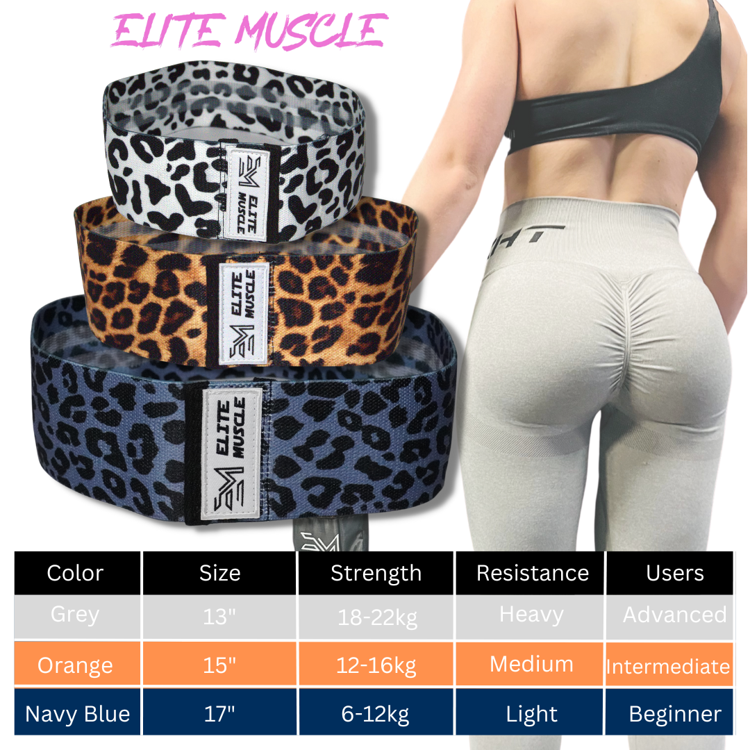 Elite Muscle Leopard Print Non Slip Booty Band Set
