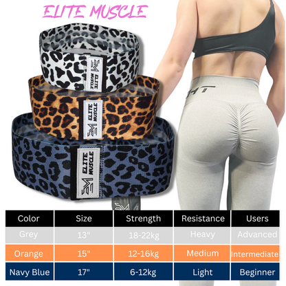 Leopard Print Fabric Resistance Non-Slip Booty Bands Set Of 3