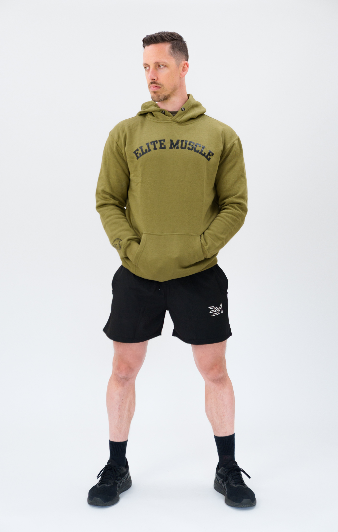 EM Premium Khaki Green Elite Muscle Hoodie