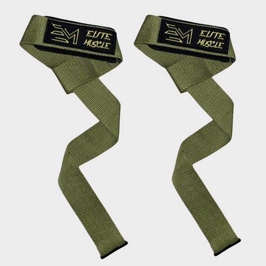 Elite Muscle Khaki/Yellow Padded Lifting Straps