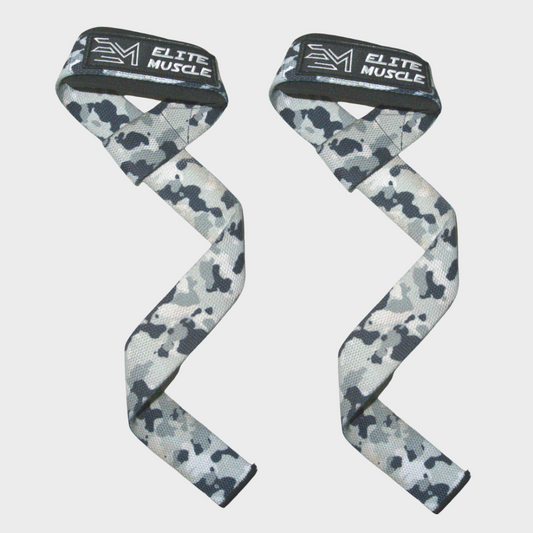 Elite Muscle Grey Camo Padded Lifting Straps