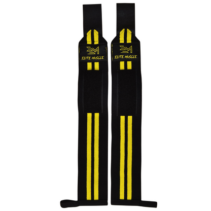 Elite Muscle Black & Yellow Wrist Wraps
