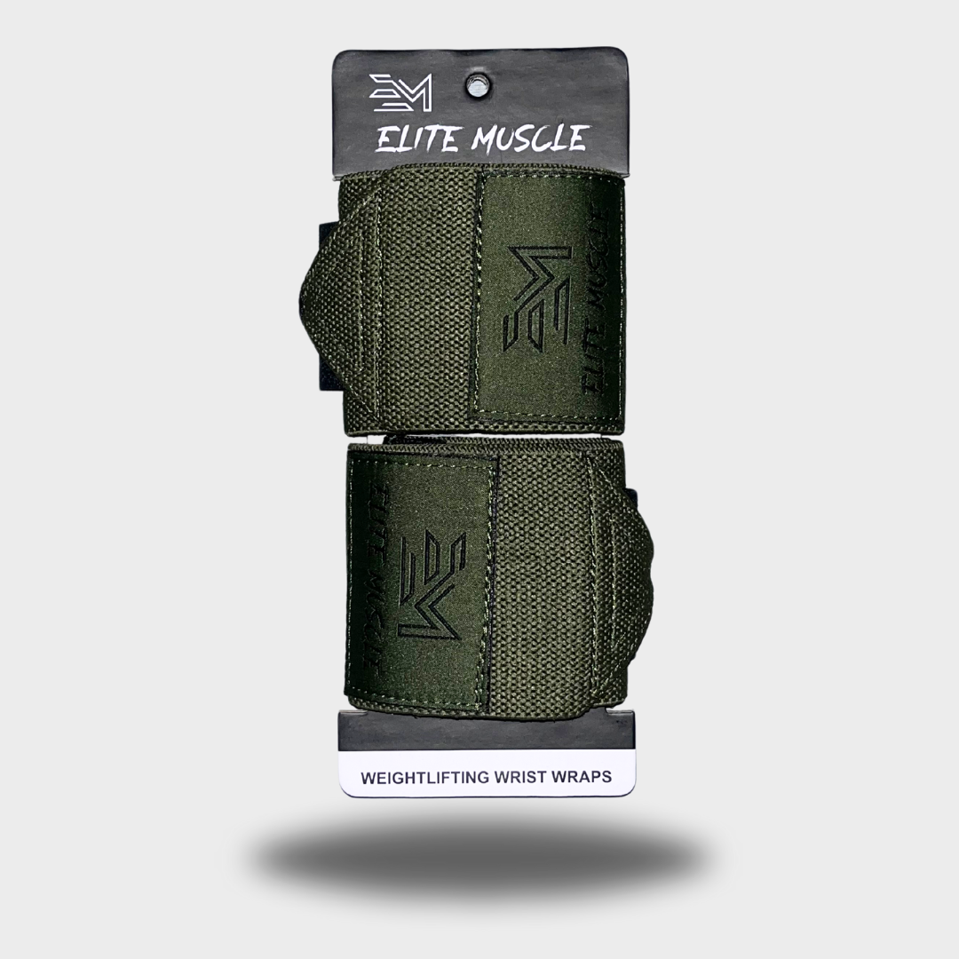 Elite Muscle Khaki Green Wrist Wraps