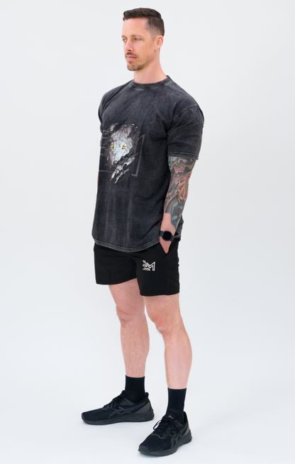 Grey Washed EM Wolf Oversized Shirt